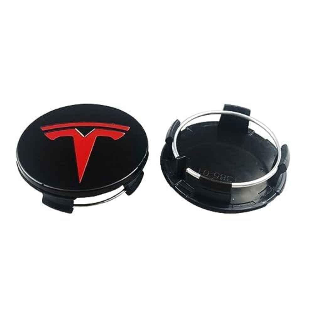 4 Stück Radnabenkappen für Tesla Model S X 3 Y 58MM, Nabendeckel Radnabendeckel Wasserdicht Staubdicht Reifen Felgen Zubehör,normal-A Black von LZQbld