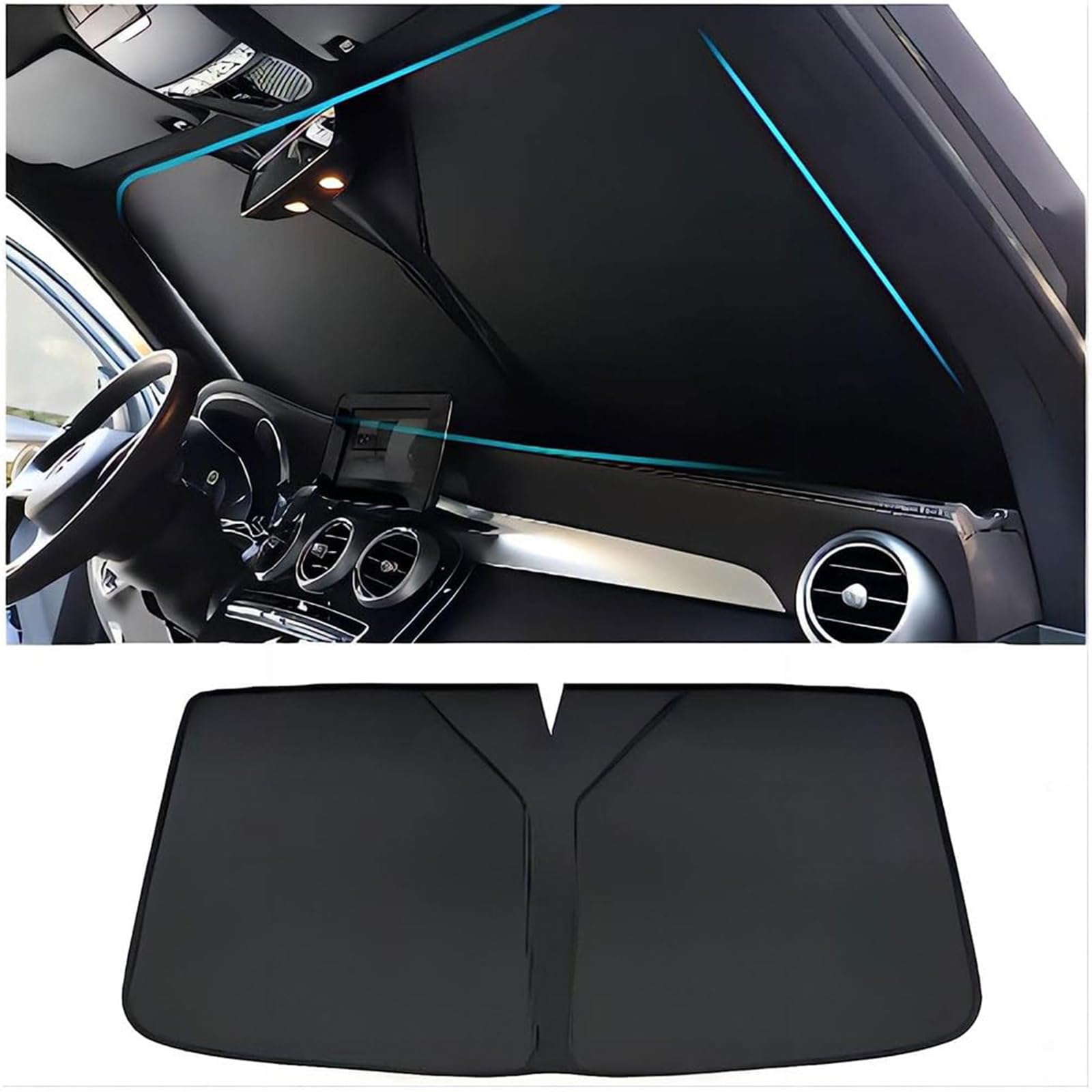 Sonnenschutz Auto Frontscheibe für Mazda CX-7 2007-2012, Zusammenklappbar Sonnenschutz Windschutzscheiben Visiere Sonnenschirm Auto,Black von LZWLZW