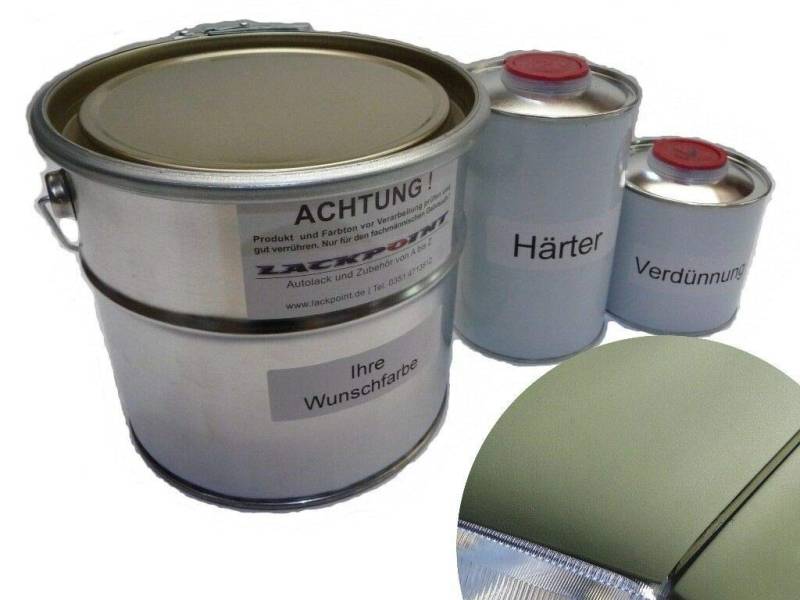 5 Liter Set 2K Autolack RAL 6003 Olive Grün Matt kein Klarlack NVA DDR Lack von Lackpoint