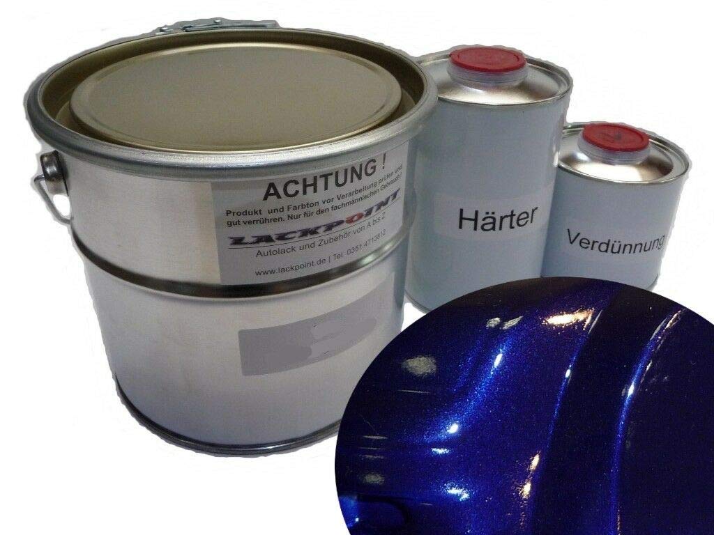 Lackpoint 1,75 Liter Autolack Set 2 Komponenten Dark Blue Metallic Einschichtlack von Lackpoint