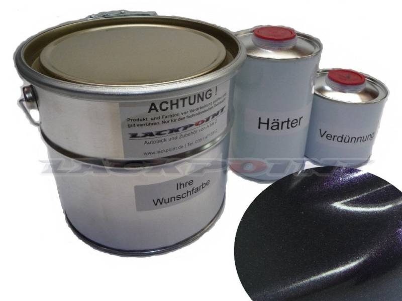 Lackpoint 1 Liter Set 2K Autolack Black Violett Metallic kein Klarlack Trendlack von Lackpoint