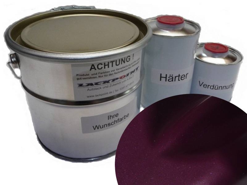 Lackpoint 1 Liter Set 2K Autolack Dark Violett Metallic Matt kein Klarlack Trend von Lackpoint