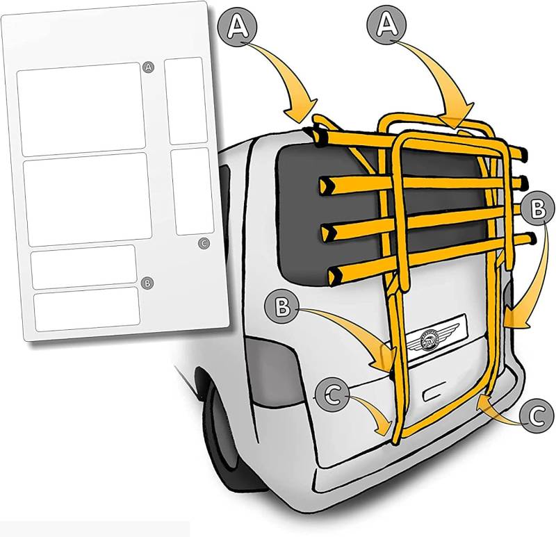 LACKSCHUTZSHOP Auto Lackschutz-Folie für Fahrrad-Heckträger passend für VW T4 Baujahr 1990 bis 2003 - Selbstklebende, transparente Schutzfolie - Klebe-Folie Fahrrad-Träger Heck von LACKSCHUTZSHOP