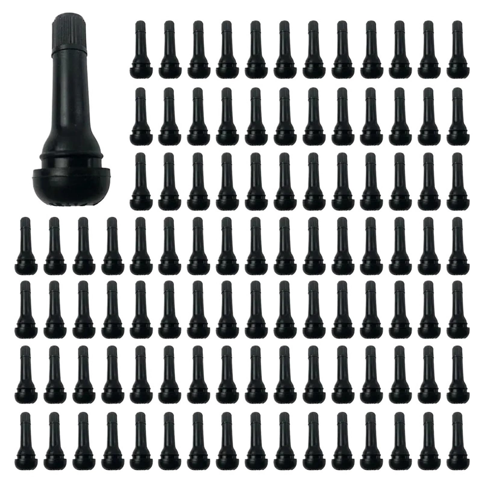 10/25/100 Stücke TR413 Snap-In Schwarz Gummi Reifen Ventil Vorbauten Kurze Stange Auto Zubehör Gummi Ventile Mit Staub Kappen(100Pcs TR413) von LaiYN