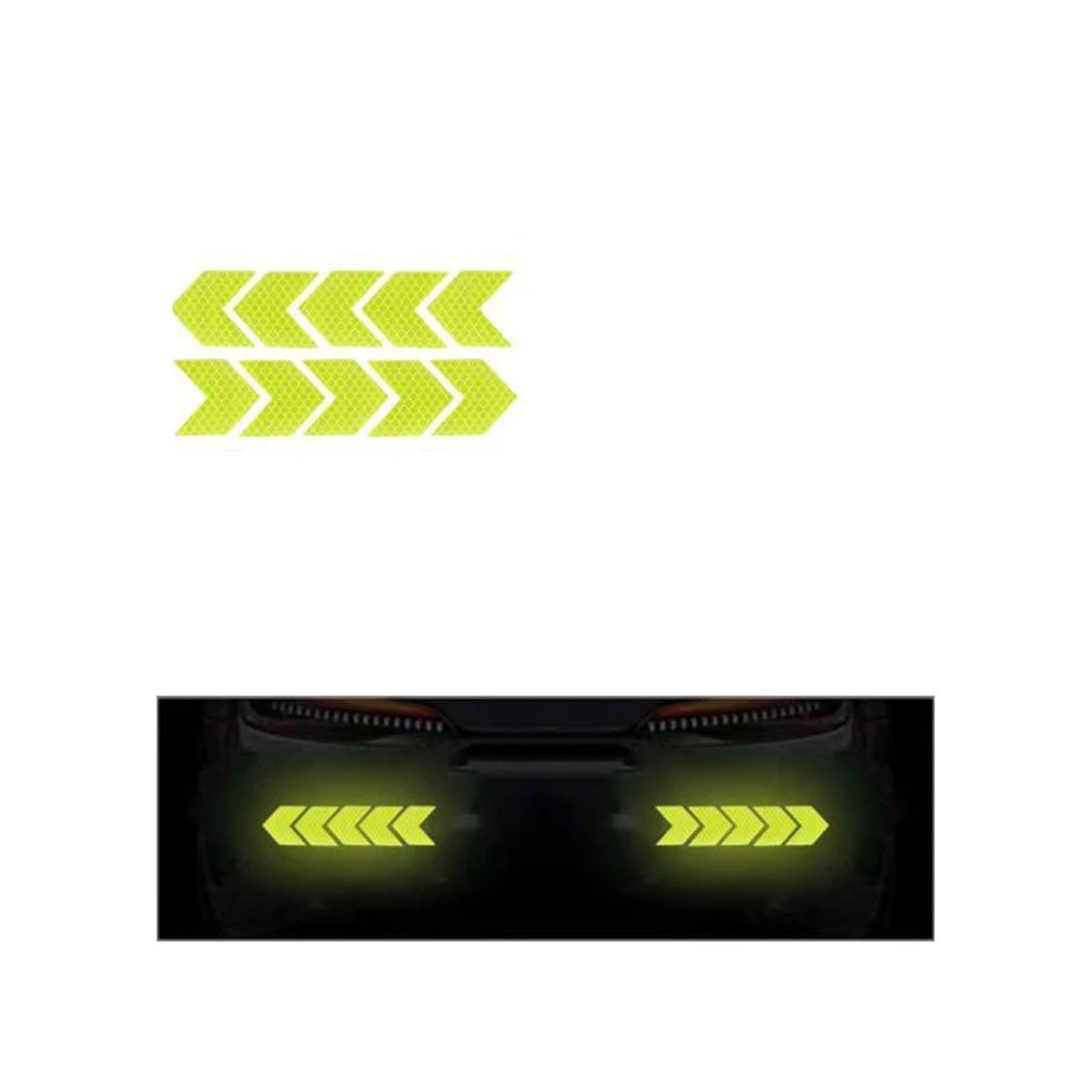 10 Teile/Satz Auto Stoßstange Reflektierende Sicherheits Streifen Aufkleber Auto Pfeil Reflektierende Aufkleber Reflektierende Warnung Sicherheit Band(Fluorescent Green) von LaiYN