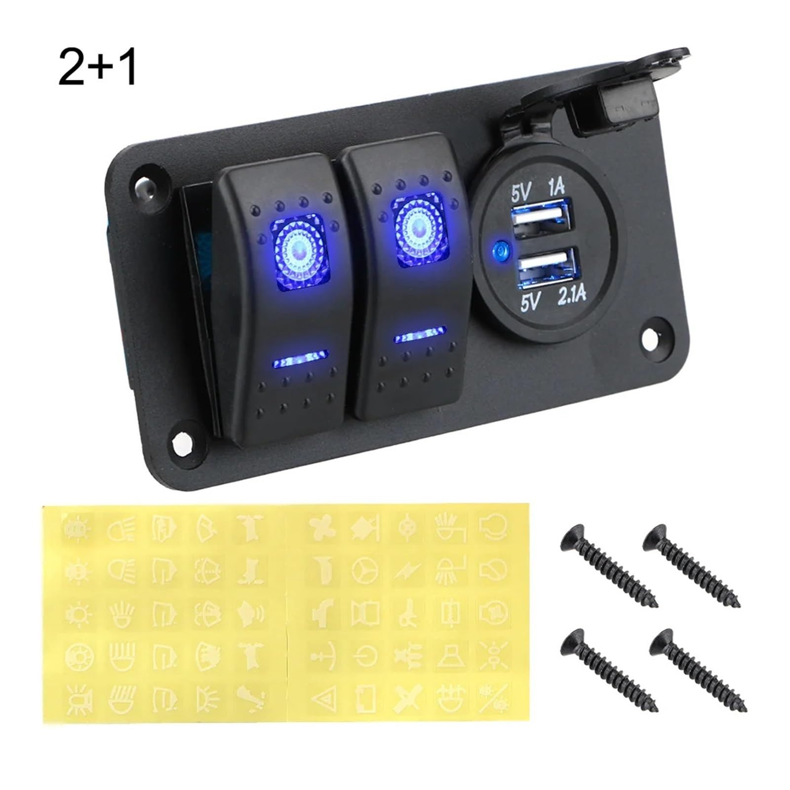 12V 24V Auto Schalter Panel 2/3 Gang Wasserdichte Licht Toggle Control Digital Voltmeter Dual USB Ladegeräte Ports Outlet Kombination(2 and 1) von LaiYN