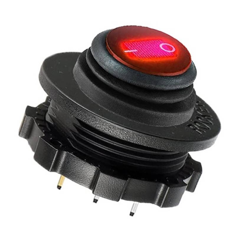 12V Kippschalter Wasserdicht LED Beleuchtet Runde Wippschalter Panel SPST 3 Pin Marine Ein Aus Schalter For Auto Boot RV Lkw(Red LED) von LaiYN