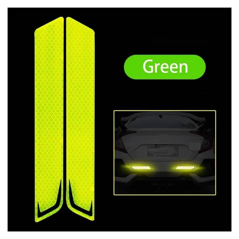 2 Stücke Auto Stoßstange Reflektierende Streifen Auto Aufkleber Aufkleber Warnung Reflektierende Band Streifen Auto Reflektor Aufkleber Sicherheit Mark Upgrade(Green) von LaiYN