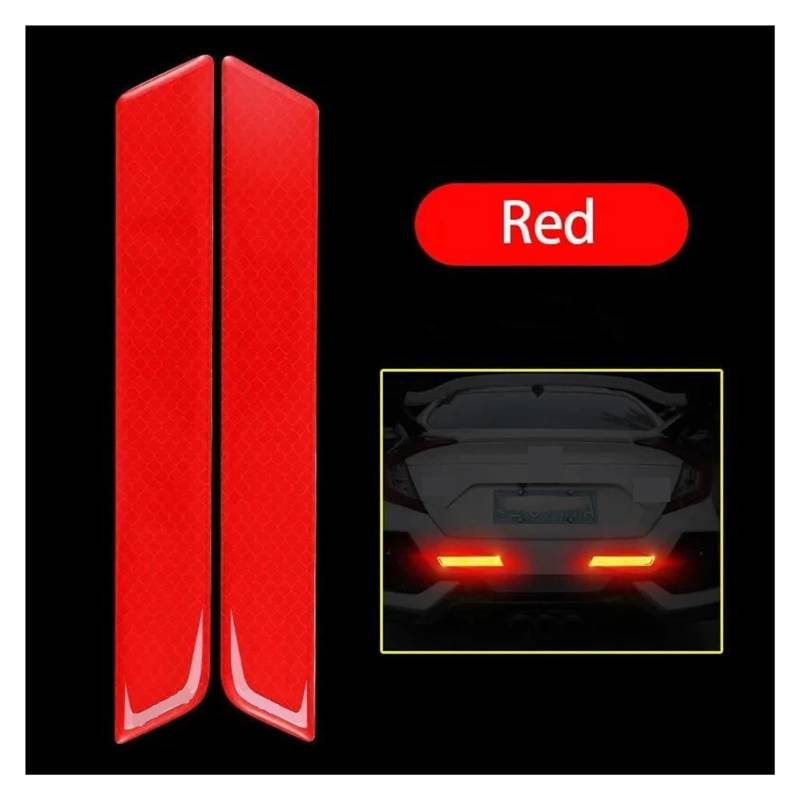 2 Stücke Auto Stoßstange Reflektierende Streifen Auto Aufkleber Aufkleber Warnung Reflektierende Band Streifen Auto Reflektor Aufkleber Sicherheit Mark Upgrade(Red) von LaiYN