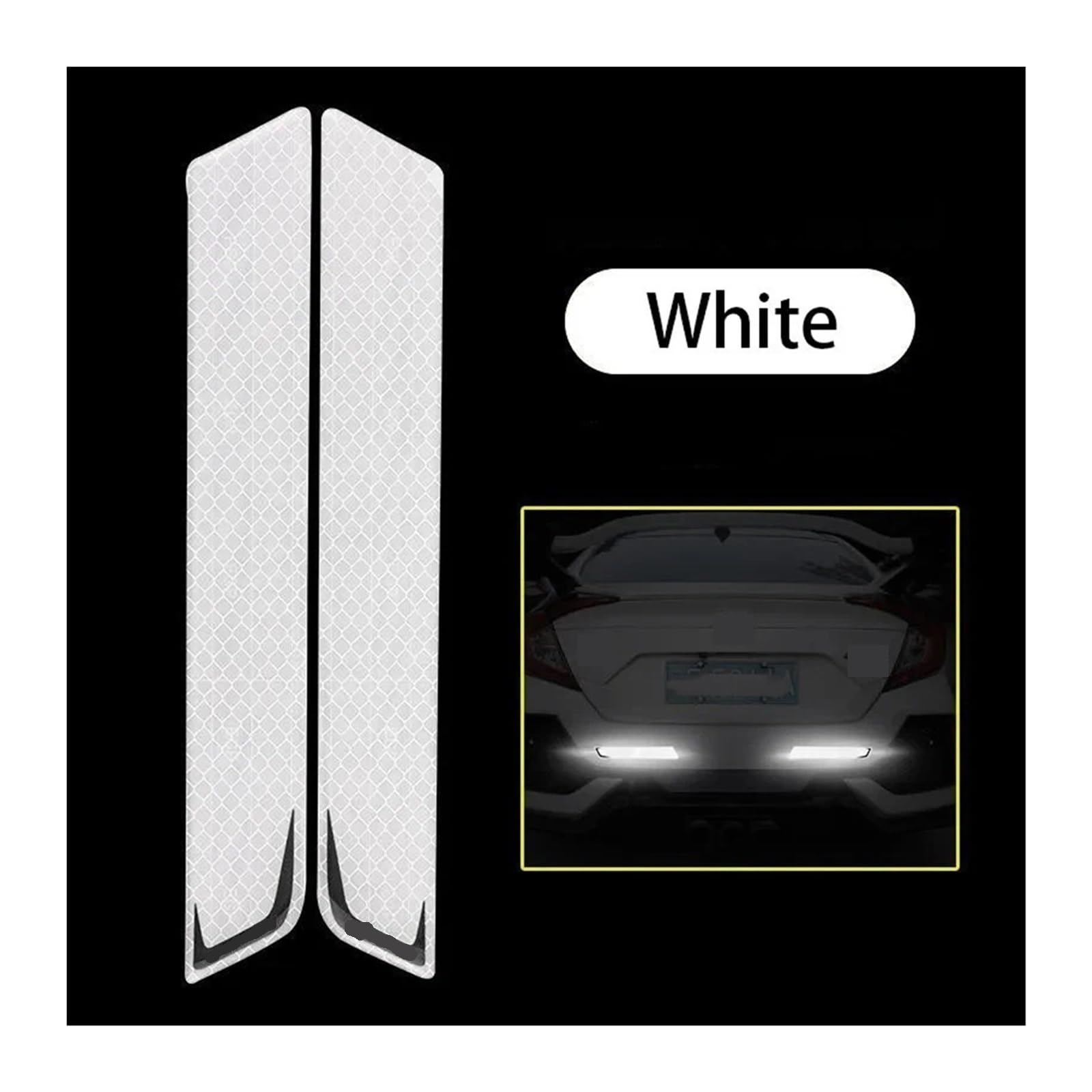 2 Stücke Auto Stoßstange Reflektierende Streifen Auto Aufkleber Aufkleber Warnung Reflektierende Band Streifen Auto Reflektor Aufkleber Sicherheit Mark Upgrade(White) von LaiYN