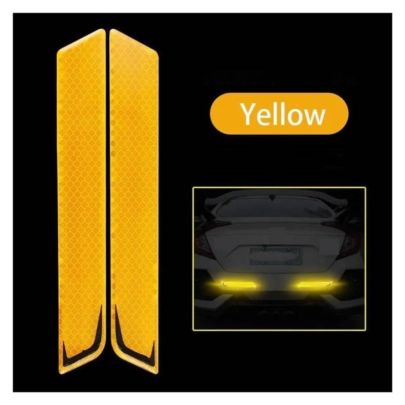 2 Stücke Auto Stoßstange Reflektierende Streifen Auto Aufkleber Aufkleber Warnung Reflektierende Band Streifen Auto Reflektor Aufkleber Sicherheit Mark Upgrade(Yellow) von LaiYN