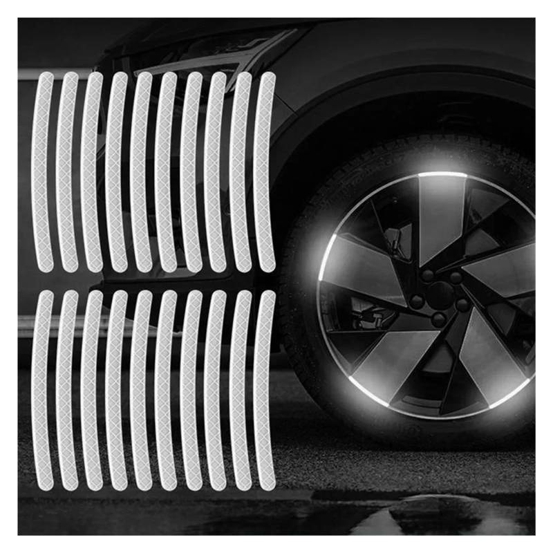 20 Teile/Satz Bunte Auto Motorrad Rad Hub Reflektierende Streifen Aufkleber Auto Styling Aufkleber Aufkleber Auto Moto Decor Decals(Yingguang bai) von LaiYN