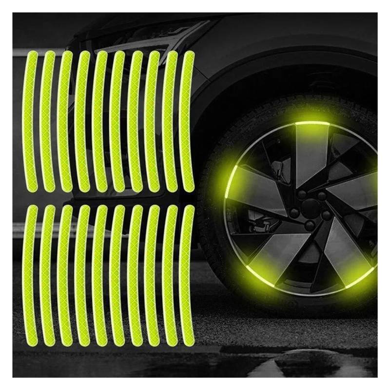 20 Teile/Satz Bunte Auto Motorrad Rad Hub Reflektierende Streifen Aufkleber Auto Styling Aufkleber Aufkleber Auto Moto Decor Decals(Yingguang lv) von LaiYN