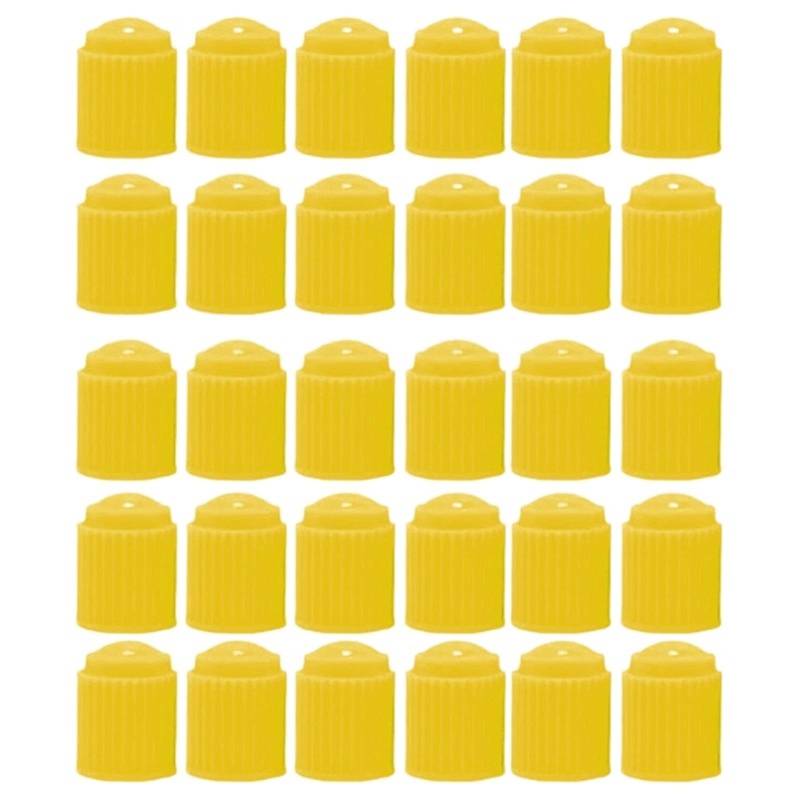 30PCS Reifen Ventile ABS Kunststoff Automobil Fahrrad Reifen Ventil Kappe Staub Kappe Rad Reifen Ventil Stem Caps Abdeckungen Staub Ventil for Auto(Yellow 30PCS) von LaiYN