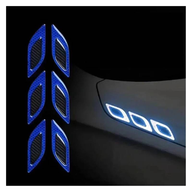 6 Teile/Satz Auto Reflektierende Carbon Faser Aufkleber 3D Auto Styling Reflektierende Streifen Nacht Sicherheit Warnung Reflektor Band Aufkleber Aufkleber(Blue) von LaiYN