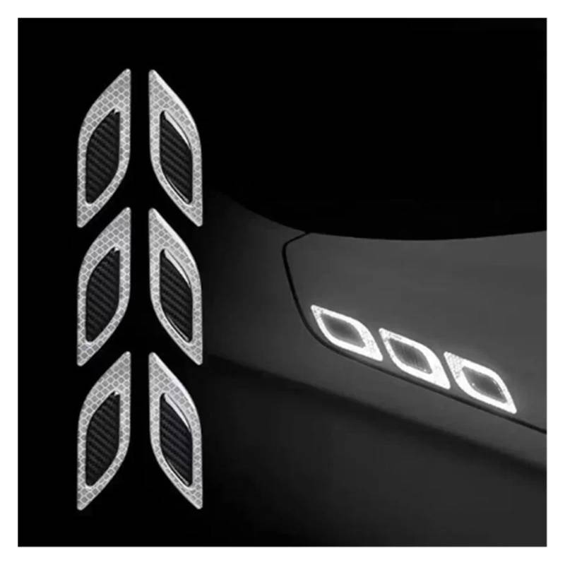 6 Teile/Satz Auto Reflektierende Carbon Faser Aufkleber 3D Auto Styling Reflektierende Streifen Nacht Sicherheit Warnung Reflektor Band Aufkleber Aufkleber(White) von LaiYN