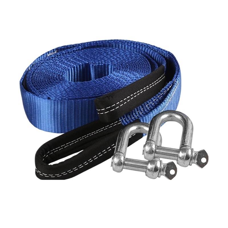 Auto-Abschleppgurt Racing Auto Windenseil Nylon 5 M 8 Tonnen Bergung Abschleppkabel Gurt Gürtel Heavy Duty Off-Road-Zubehör Metallhaken(Blue) von LaiYN