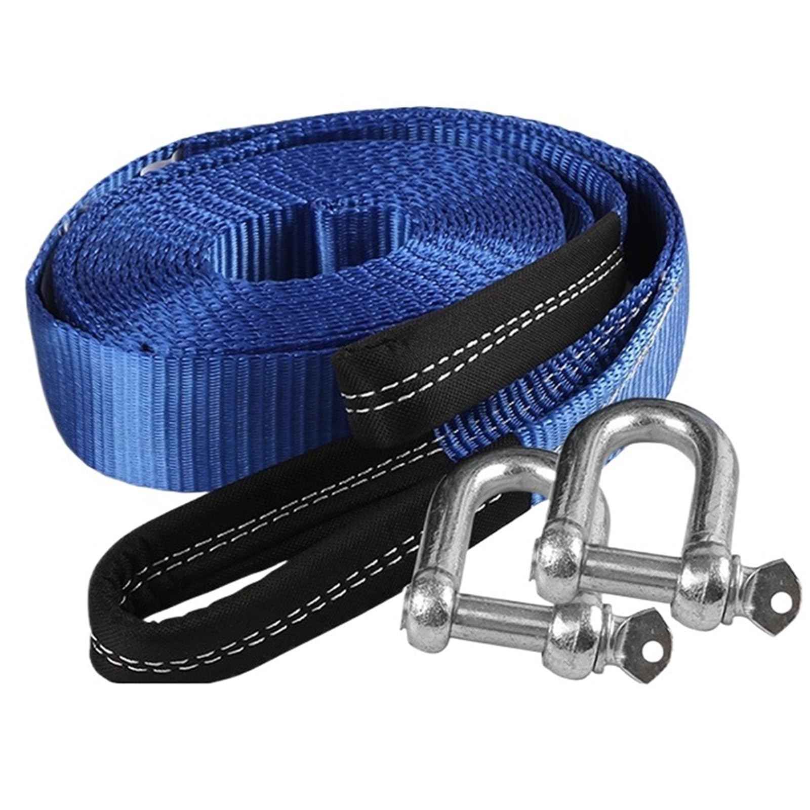 Auto-Abschleppgurt Racing Auto Windenseil Nylon 5 M 8 Tonnen Bergung Abschleppkabel Gurt Gürtel Heavy Duty Off-Road-Zubehör Metallhaken(Blue Reflective) von LaiYN