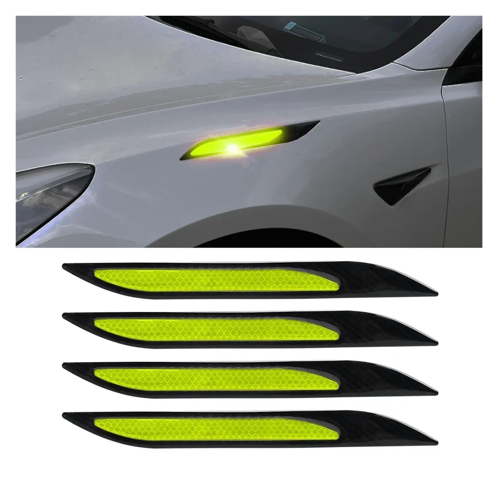 Neueste 4 Stücke Auto Reflektorstreifen Stoßstangenschutz Kohlefaser Karosserie Sicherheitswarnaufkleber Auto Anti-Kratz-Klebeband Auto Styling(Green) von LaiYN