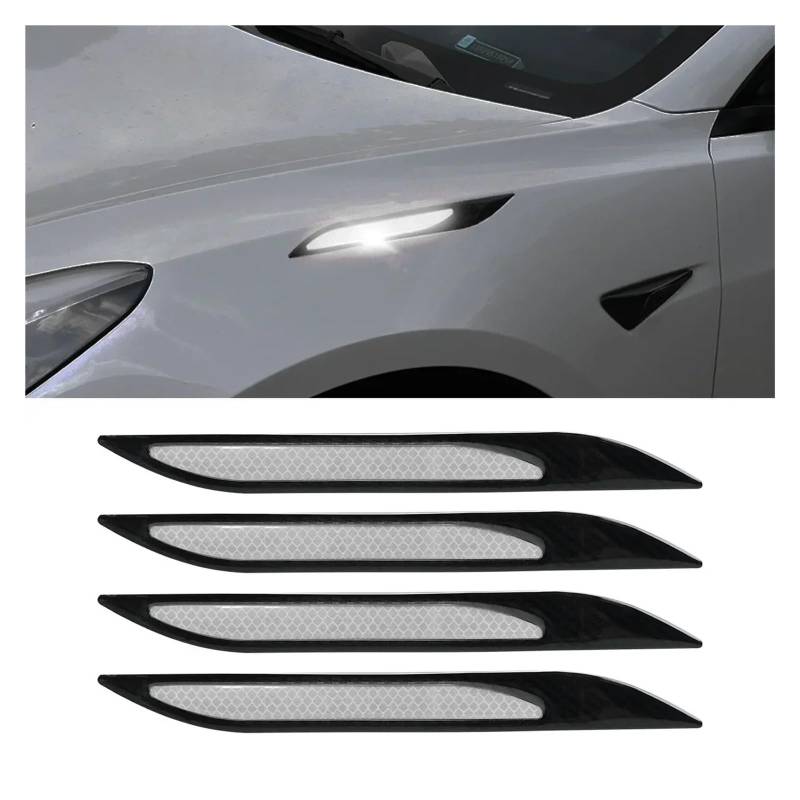 Neueste 4 Stücke Auto Reflektorstreifen Stoßstangenschutz Kohlefaser Karosserie Sicherheitswarnaufkleber Auto Anti-Kratz-Klebeband Auto Styling(White) von LaiYN