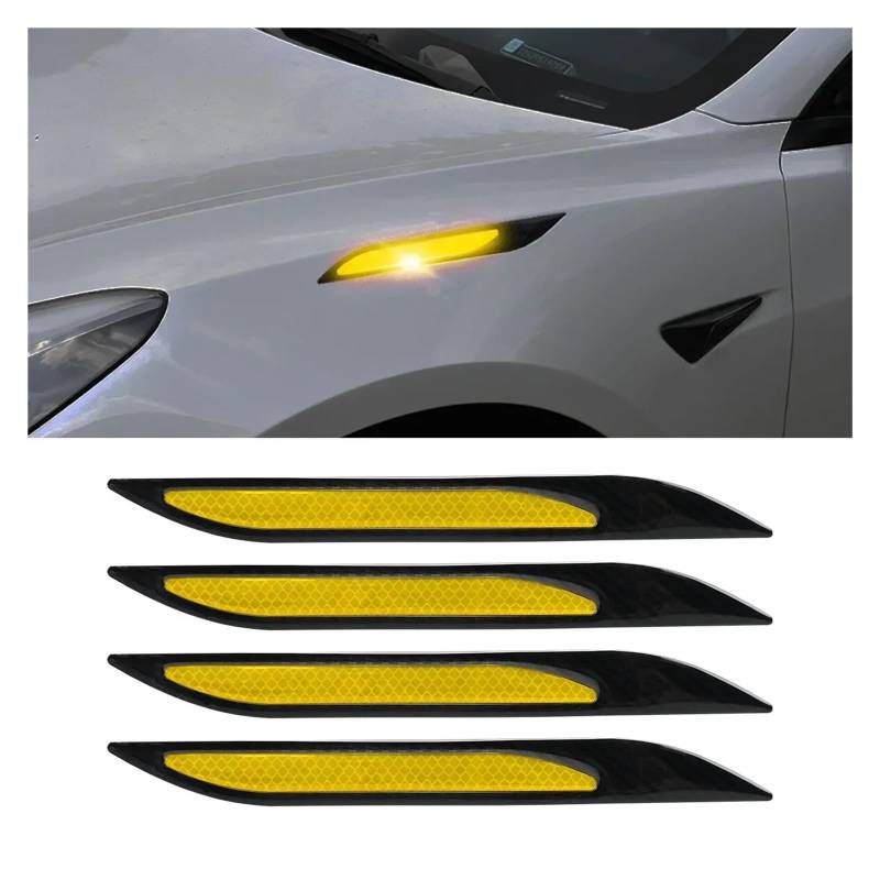 Neueste 4 Stücke Auto Reflektorstreifen Stoßstangenschutz Kohlefaser Karosserie Sicherheitswarnaufkleber Auto Anti-Kratz-Klebeband Auto Styling(Yellow) von LaiYN