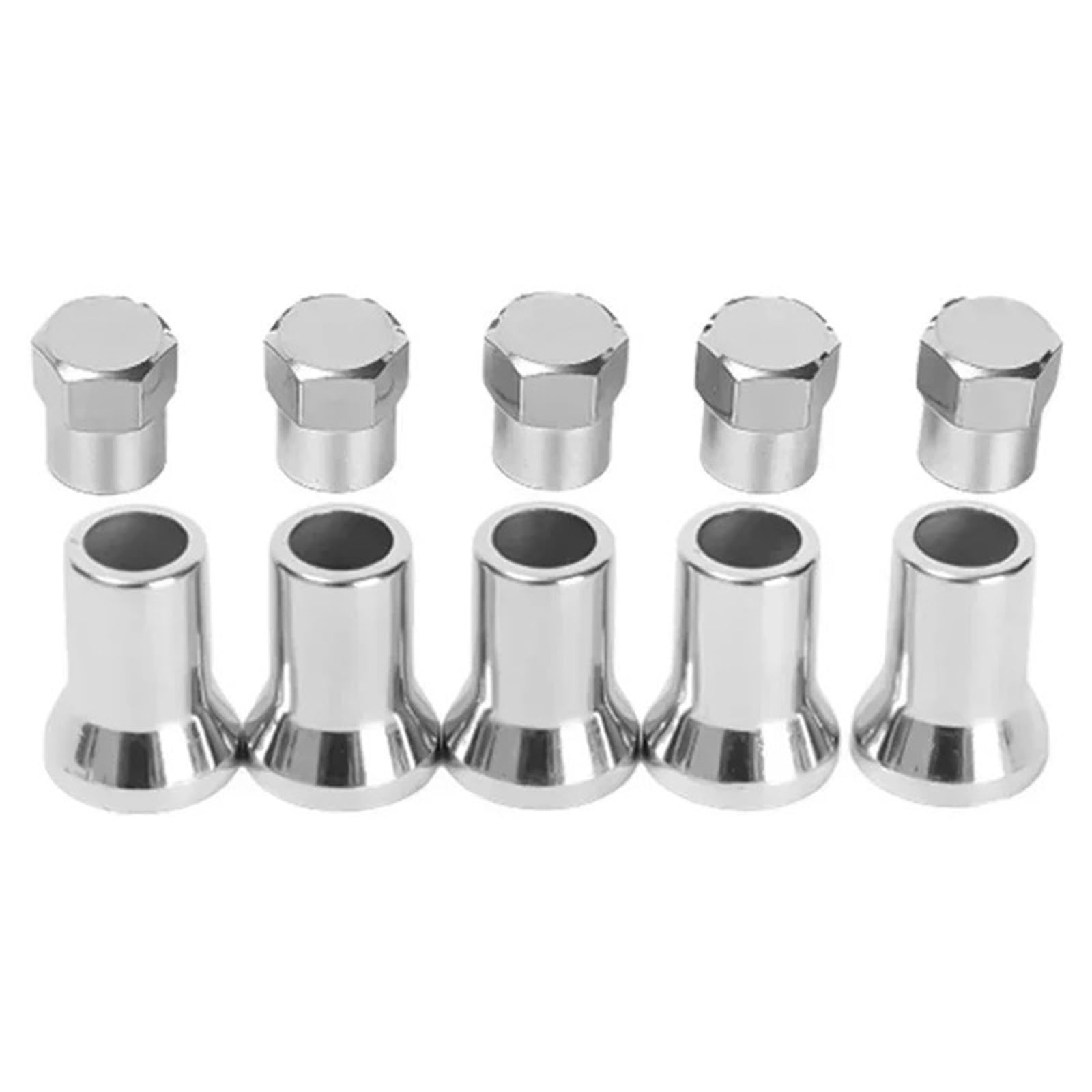 TR413 Verchromte Snap-on-Sechskantkappe for Auto-LKW-Reifenventil Mit Hülsenabdeckung Autoreifen-Radzubehör(10pcs Silver) von LaiYN