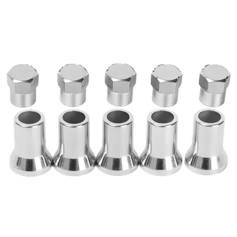 TR413 Verchromte Snap-on-Sechskantkappe for Auto-LKW-Reifenventil Mit Hülsenabdeckung Autoreifen-Radzubehör(10pcs Silver) von LaiYN