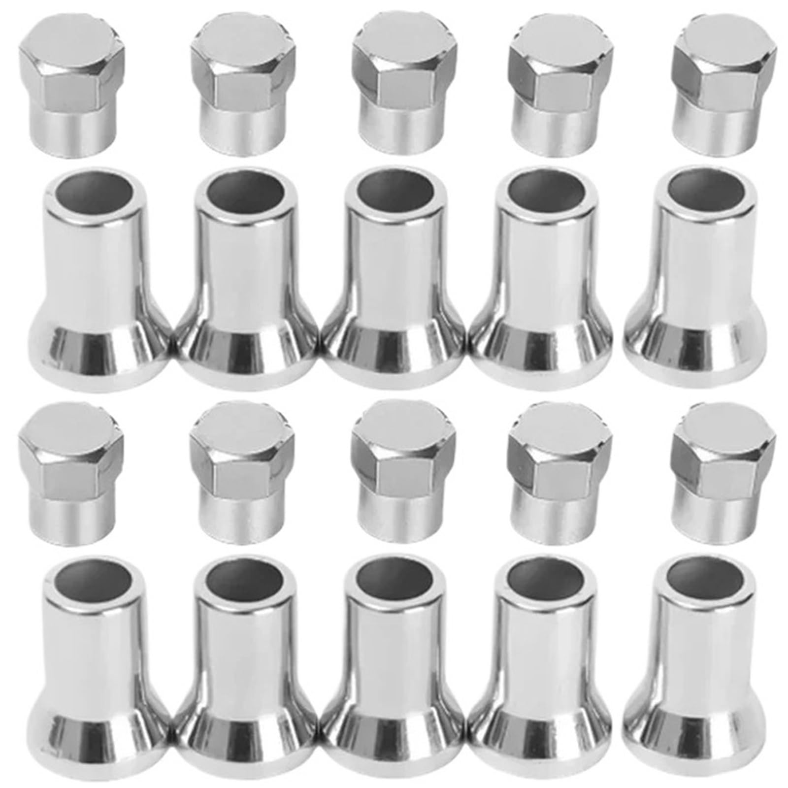 TR413 Verchromte Snap-on-Sechskantkappe for Auto-LKW-Reifenventil Mit Hülsenabdeckung Autoreifen-Radzubehör(20pcs Silver) von LaiYN