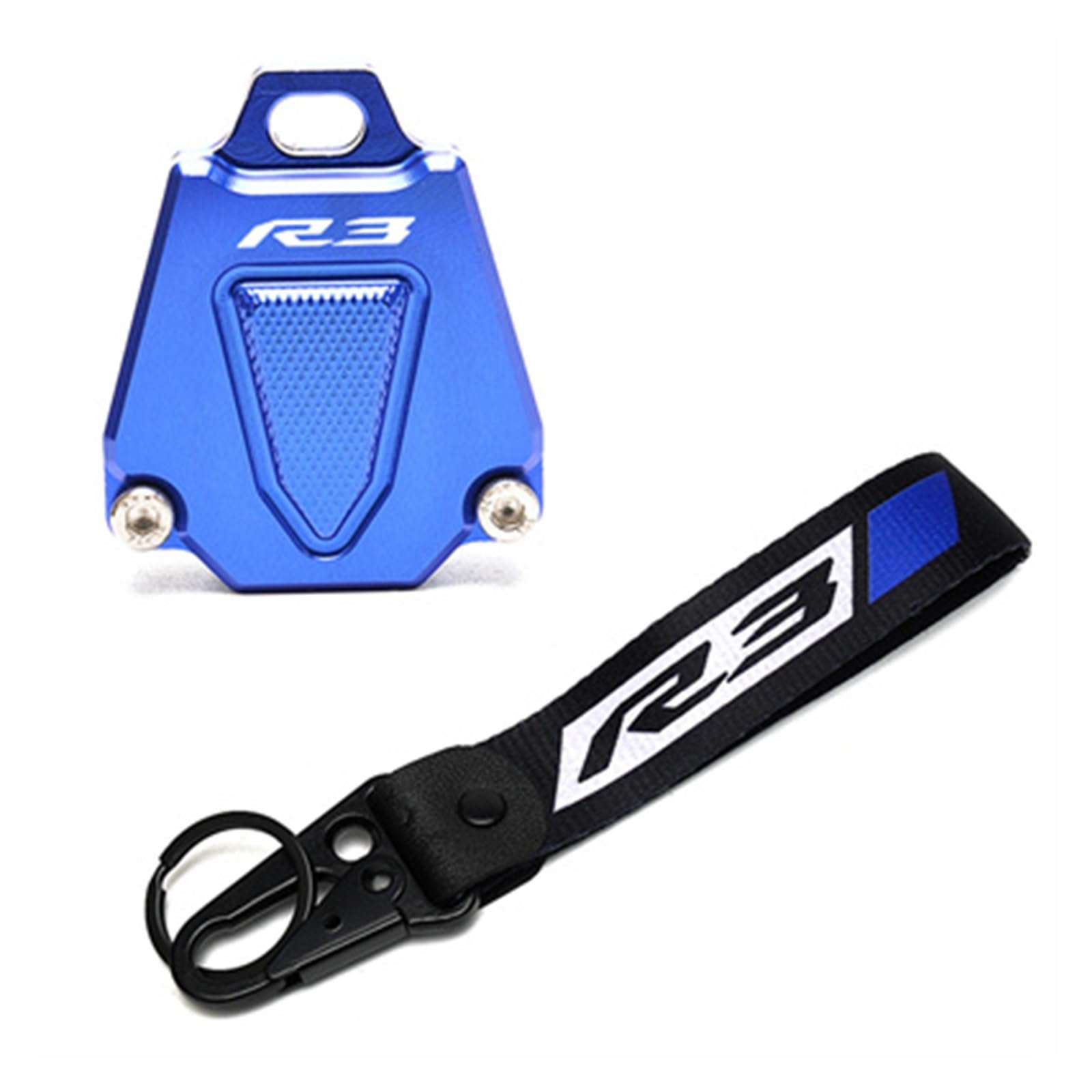 Laiteanqi CNC Schlüsselhülle Hülle & Stickerei Abzeichen Schlüsselanhänger for Ya*ma&ha YZF-R3 YZFR3 R3 2015-2022 Motorradzubehör Schlüsselhülle Schale(Blue2) von Laiteanqi