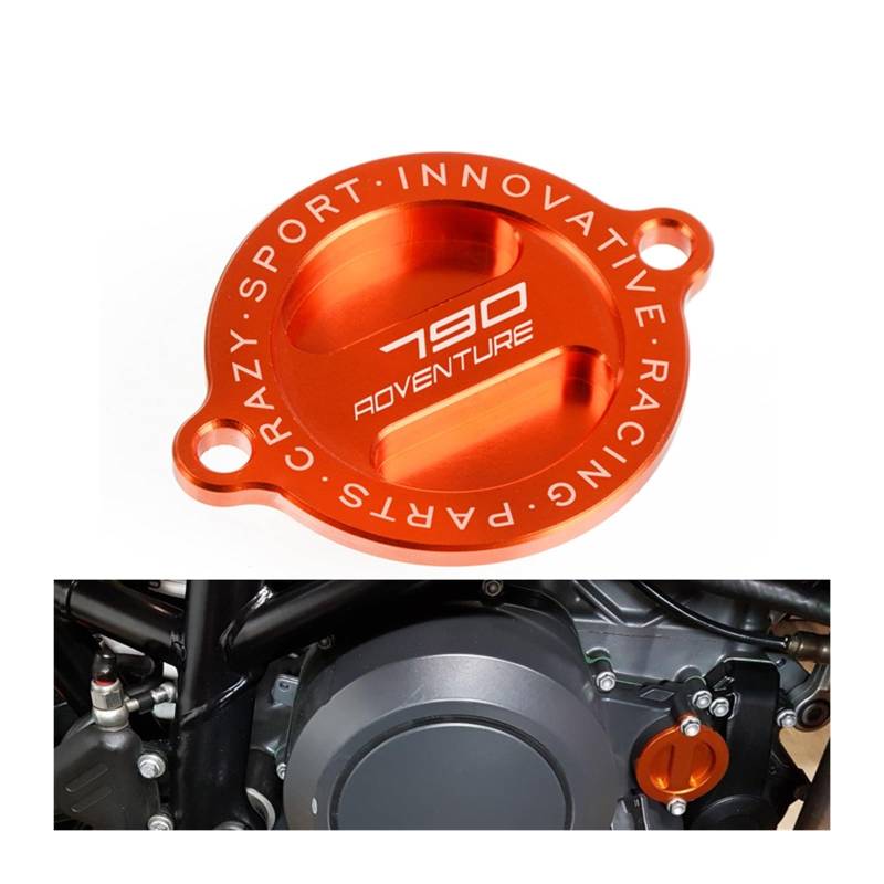 Laiteanqi Motorradmotoren CNC Bremskupplung Hebel und Griffe FÜR 790 Abenteuer 790 ADV R/S 2019 Motorrad Motoröl Filter Abdeckung Kappe 790 ADV(Orange18) von Laiteanqi