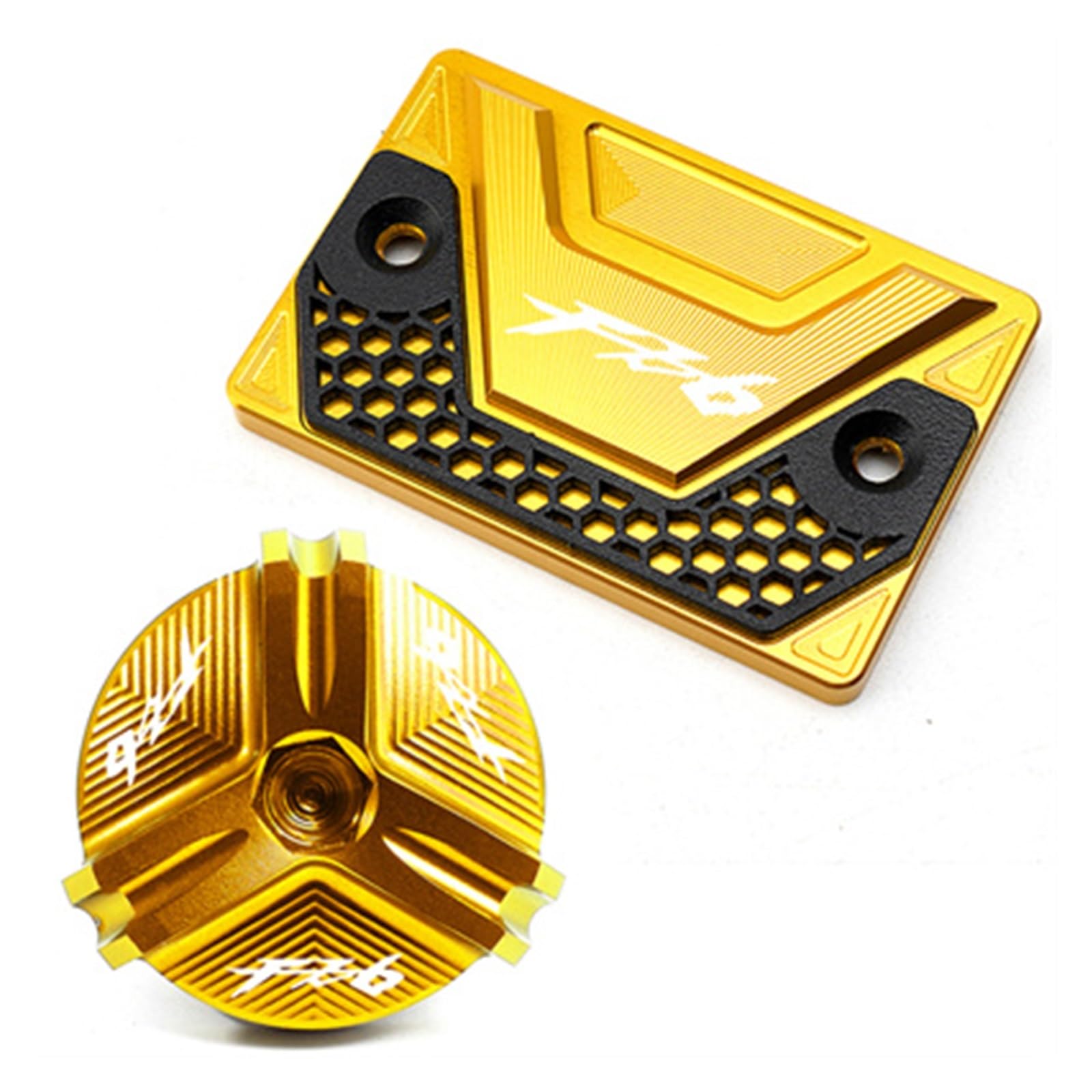 Laiteanqi Motorradmotoren Für Ya*ma&ha FZ6 FZ-6 ZF6N FZ6R FA@ZE*R Ganzjährig Motorrad CNC Drain Plug Motor Öl Füllkappe Front Bremsflüssigkeitsbehälter Abdeckung(Gold3) von Laiteanqi