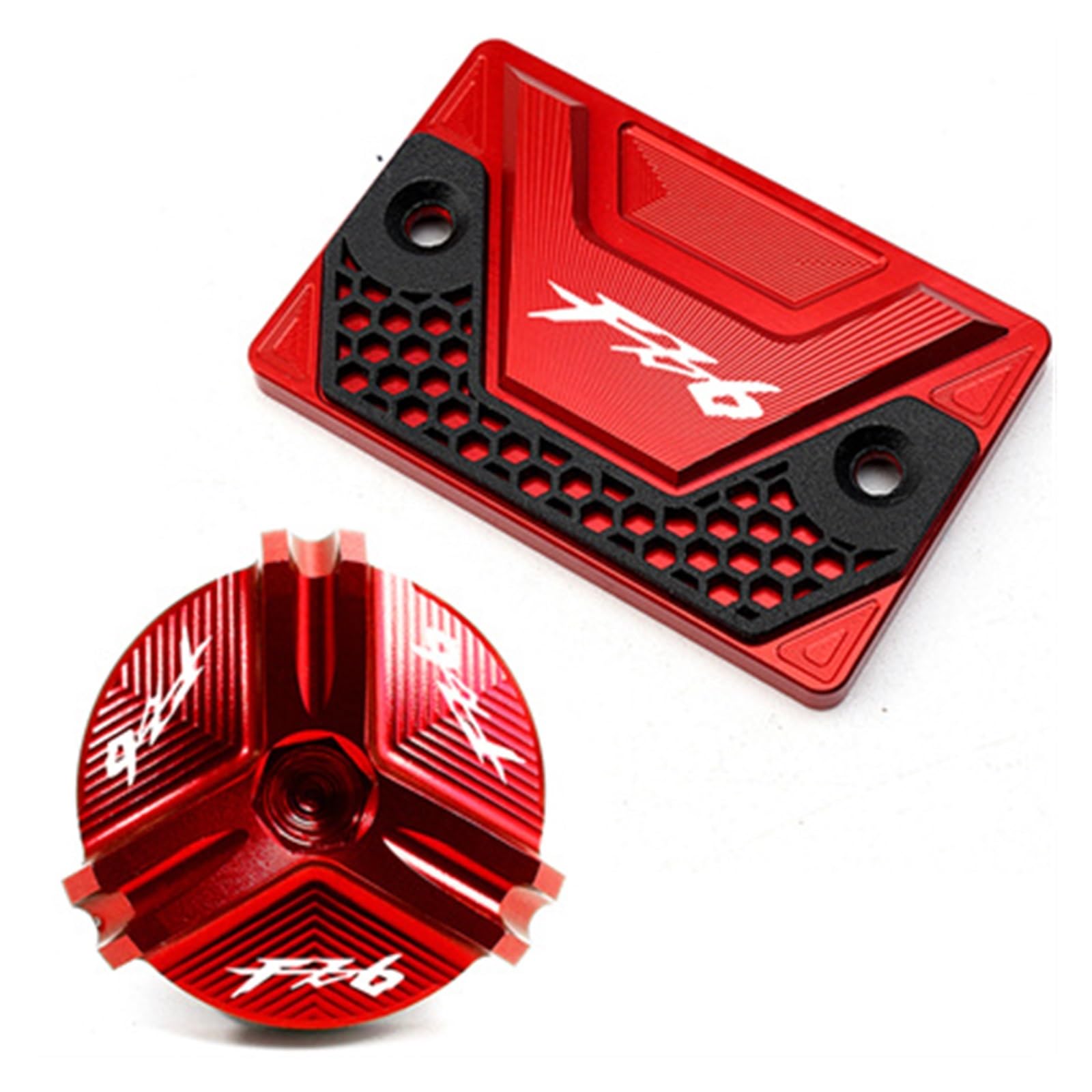 Laiteanqi Motorradmotoren Für Ya*ma&ha FZ6 FZ-6 ZF6N FZ6R FA@ZE*R Ganzjährig Motorrad CNC Drain Plug Motor Öl Füllkappe Front Bremsflüssigkeitsbehälter Abdeckung(Red3) von Laiteanqi