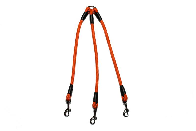 Koppelleine Basic Ø10mm, 2-Fach oder 3-Fach, 27 Farben, 3 Längen (3-Fach 60cm, orange) von Lallebroe