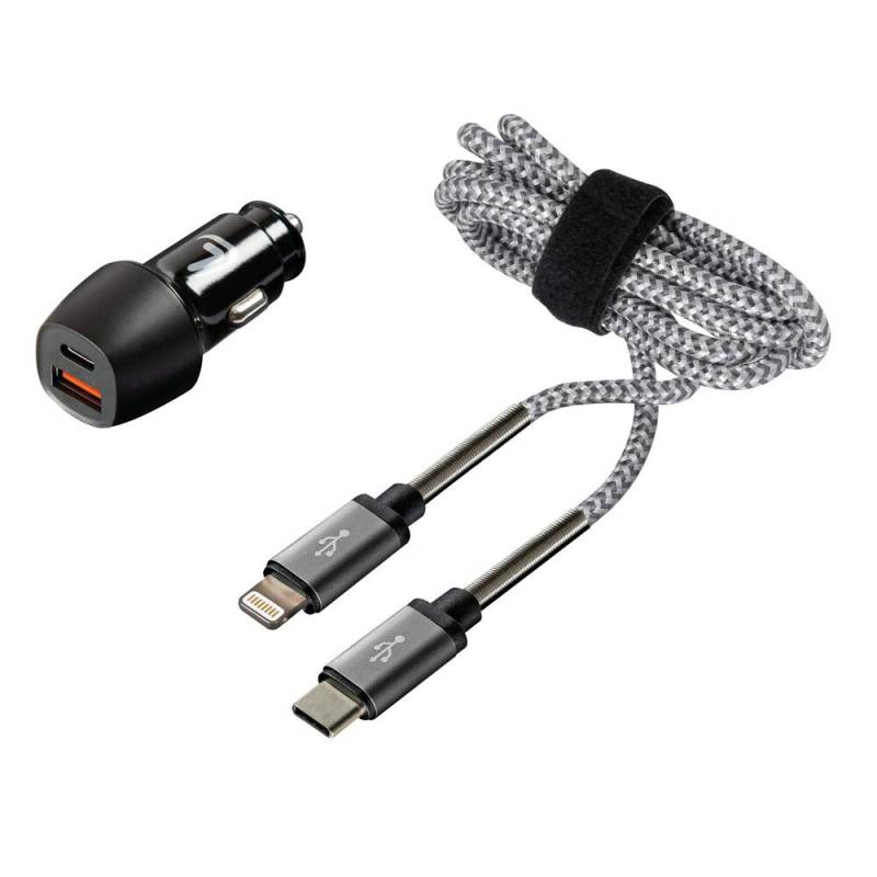 Lampa 38712 USB-Lade-Set, Power Delivery 12/24 V + C-Lightning-Kabel 1 m von Lampa