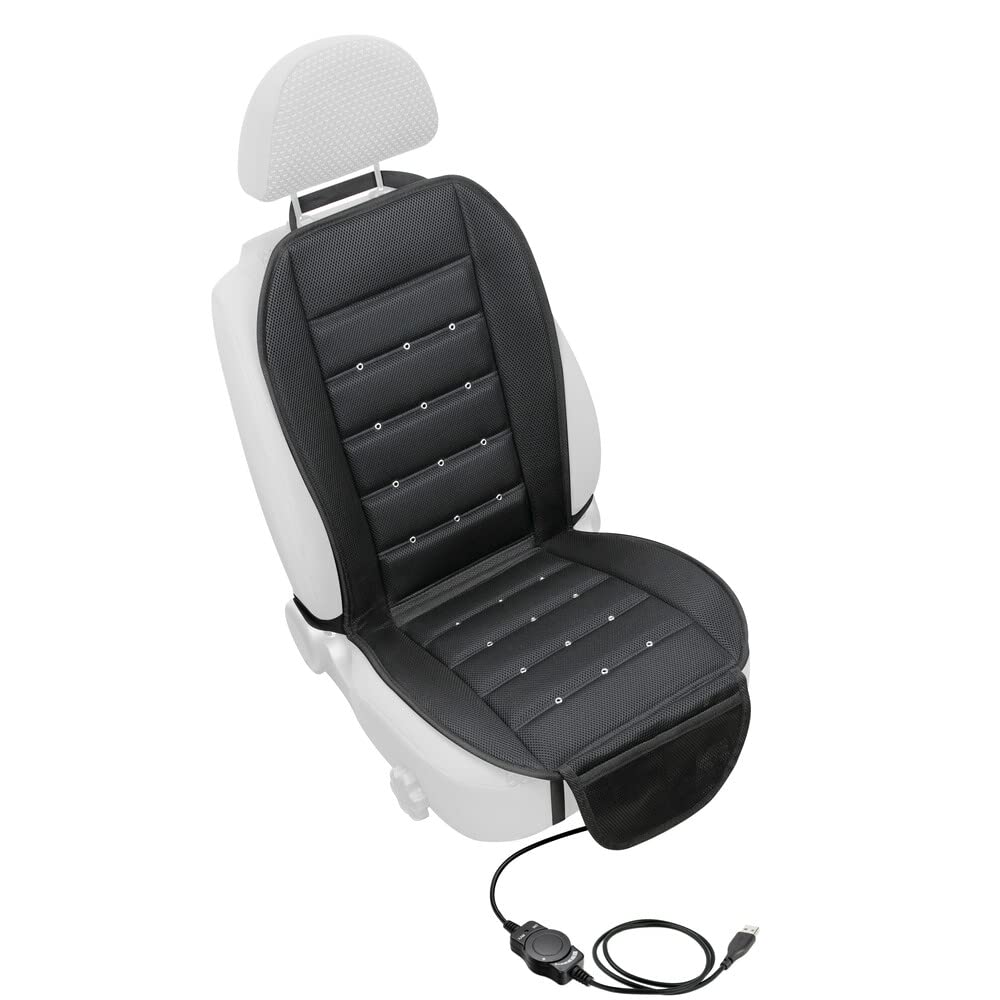 Lampa 54489 Air-Jet Elegance, belüftete Rückenlehne, Autositzbezug mit Belüftung, kühlender Sitzbezug für Rückenlehne Auto LKW Büro mit verstellbarem Luftstrom, USB-Buchse von Lampa