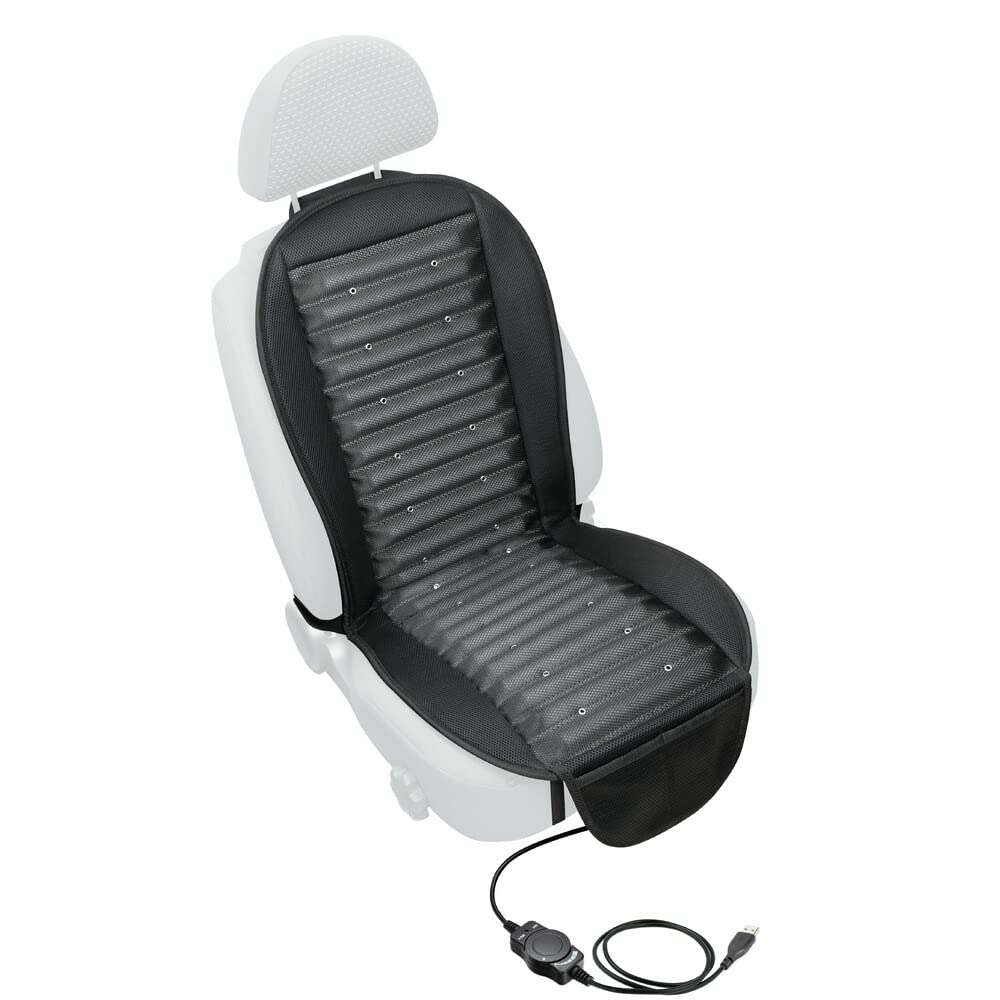 Lampa 54490 Air-Jet Active, belüftete Rückenlehne, Autositzbezug mit Belüftung, kühlender Sitzbezug für Rückenlehne Auto LKW Büro mit verstellbarem Luftstrom, USB-Buchse von Lampa