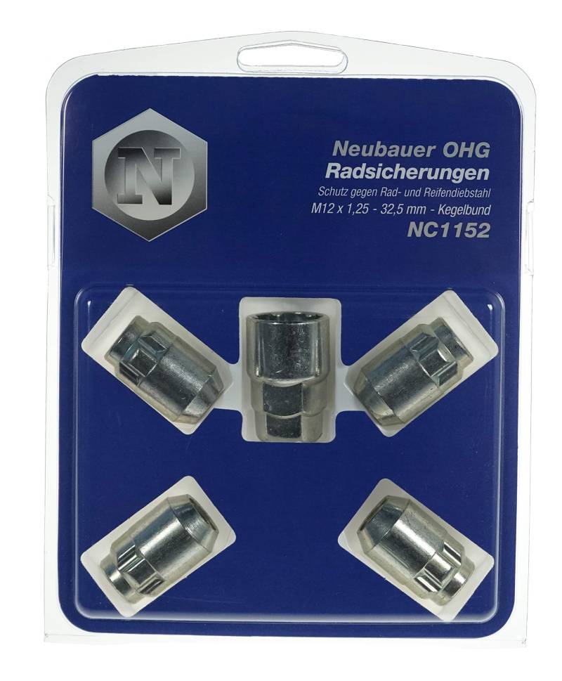 NC1152 Raddiebstahlsicherungsmuttern M12x1.25, Kegelsitz, Gesamtlänge 32,5mm, Schlüsselweite 19mm / 21mm von Lampa