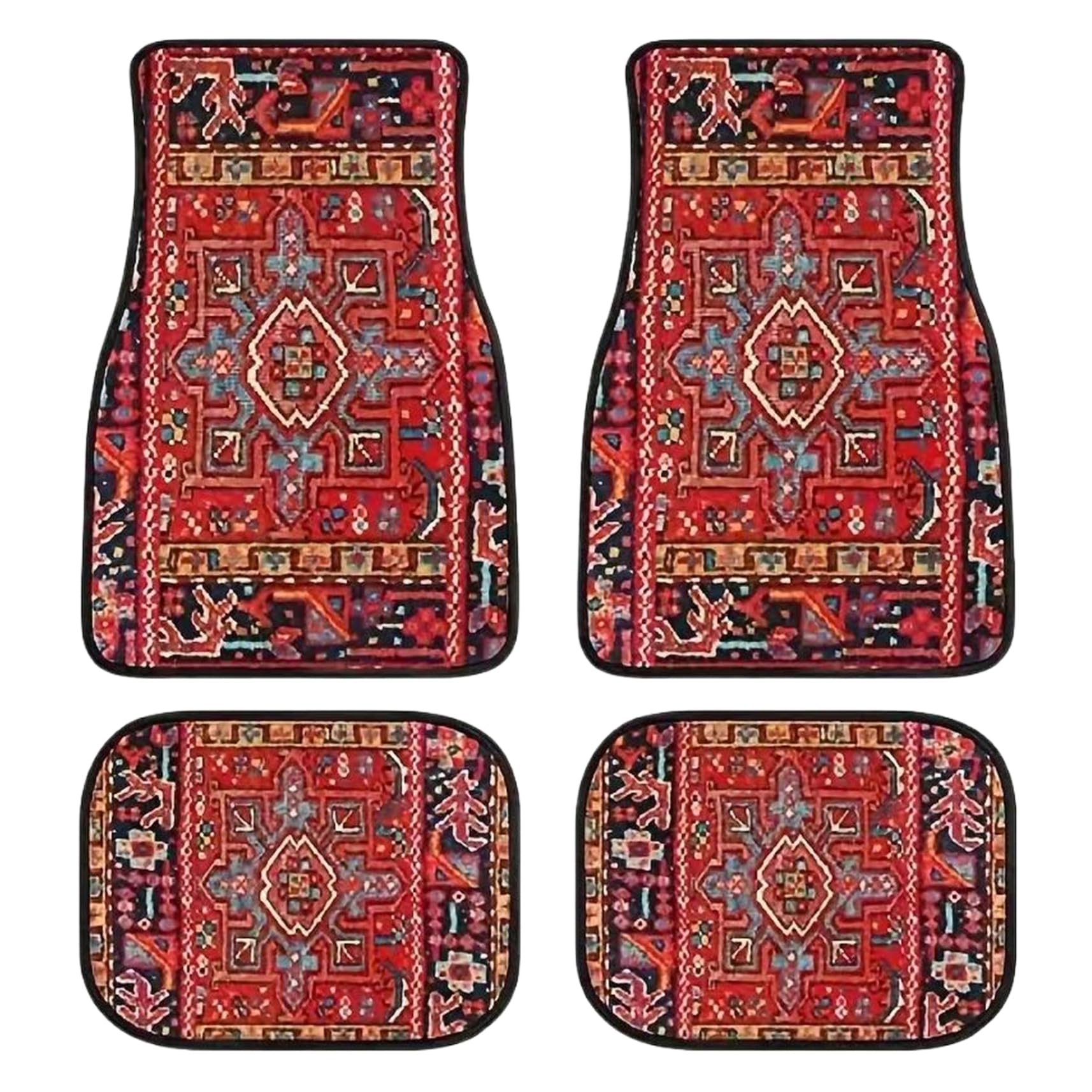 4pcs Auto-Bodenmatten, Bohemian Style Automatten Volles Set mit vorderen hinteren Teppichmatten, Nicht rutschende dekorative Automatten-Bodenmatten Universal Fit für Auto SUV Truck Van von Lamppdcor