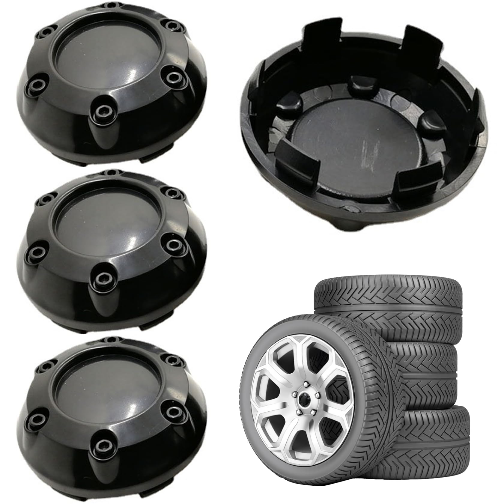 4pcs Center Caps für Felgen 68 mm ABS Autoradmitte Kappen, multifunktionale praktische Anhänger -Radmitte -Kappen Austausch für Autoradmitte Cap Hub, Schwarz von Lamppdcor