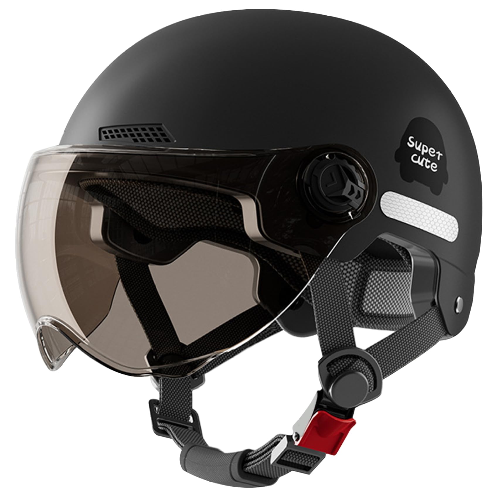 Halbgesicht Motorradhelm Stoßdichter Motorradhelm mit Schutzbrillen Schnalle, Sonnenschutz winddes Retro -Motorradhelm für Männer und Frauen von Lamppdcor