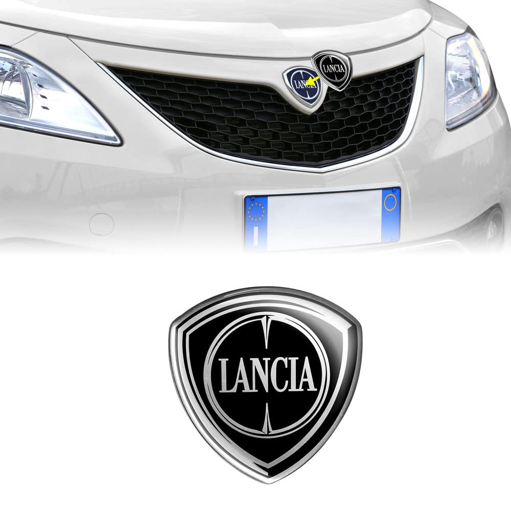 Lancia 21264 3D Aufkleber Offizielles Logo für Ypsilon, Vorne, Schwarz, 58 x 60 mm von Lancia