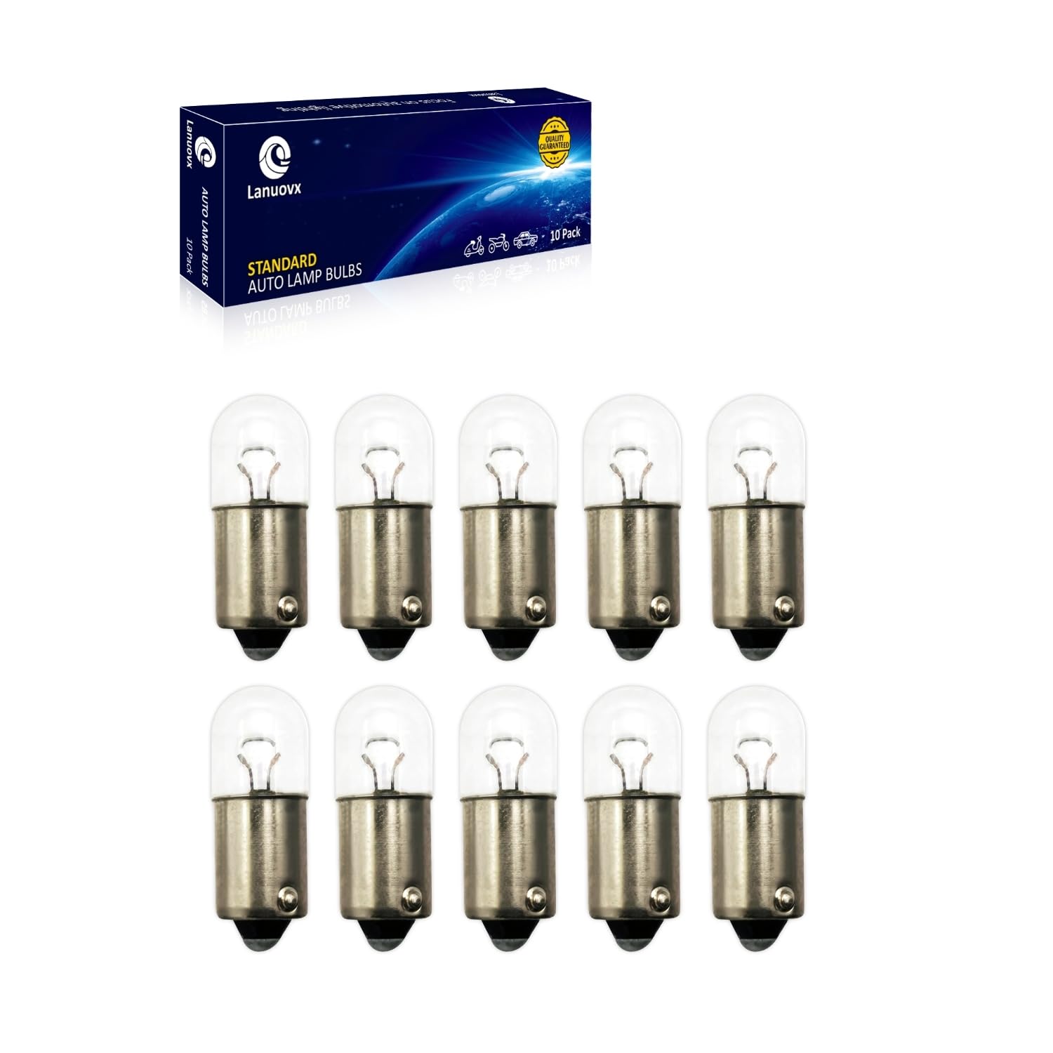 Lanuovx T4W BA9s Standlicht Lampe 6V 4W 10er Set, Auto Innenbeleuchtung, Ersatzlampen für Blinklicht, Schlusslicht, Kennzeichenlicht, Parklicht, Standlicht von Lanuovx