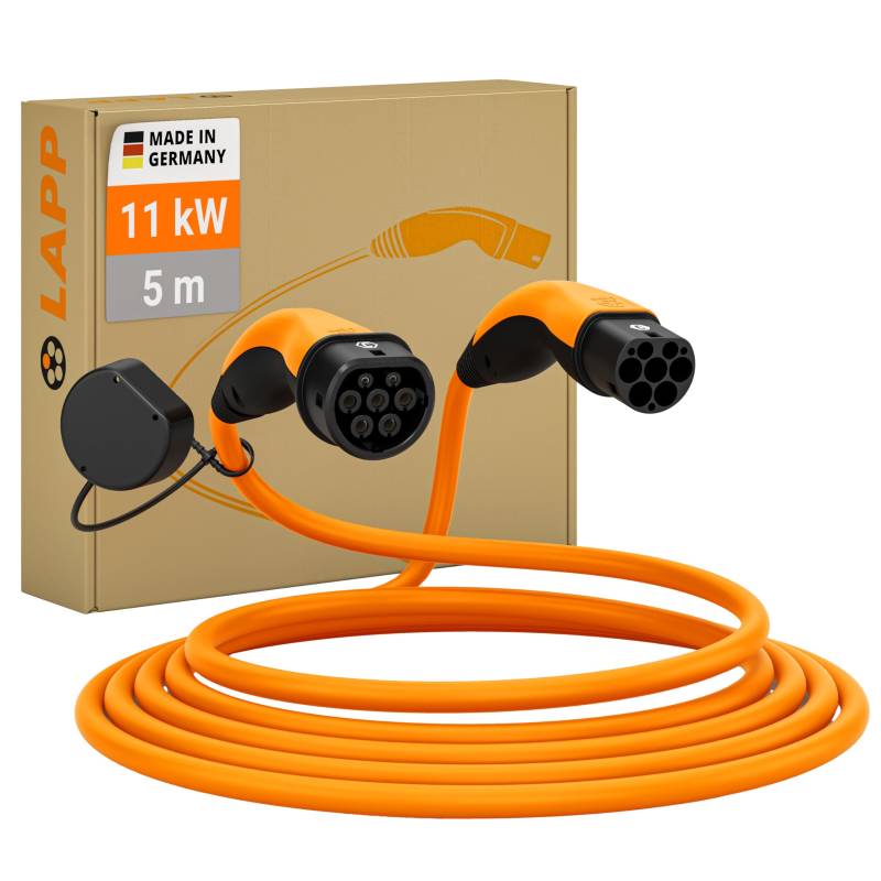 Lapp Mobility Helix Typ 2 Ladekabel 11 kW/Selbstaufrollend / 20 A / 3-Phasig/E-Auto Ladekabel/Mode 3 / 5m, Orange von Lapp