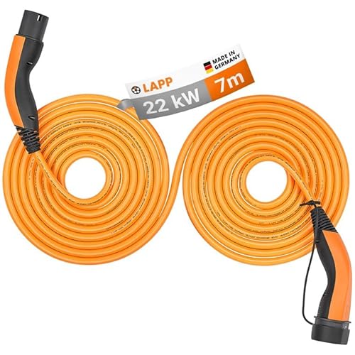 LAPP MOBILITY Helix Typ 2 Ladekabel 22 KW/Selbstaufrollend / 32 A / 3-Phasig/E-Auto Ladekabel/Mode 3 / 10m, Orange von Lapp