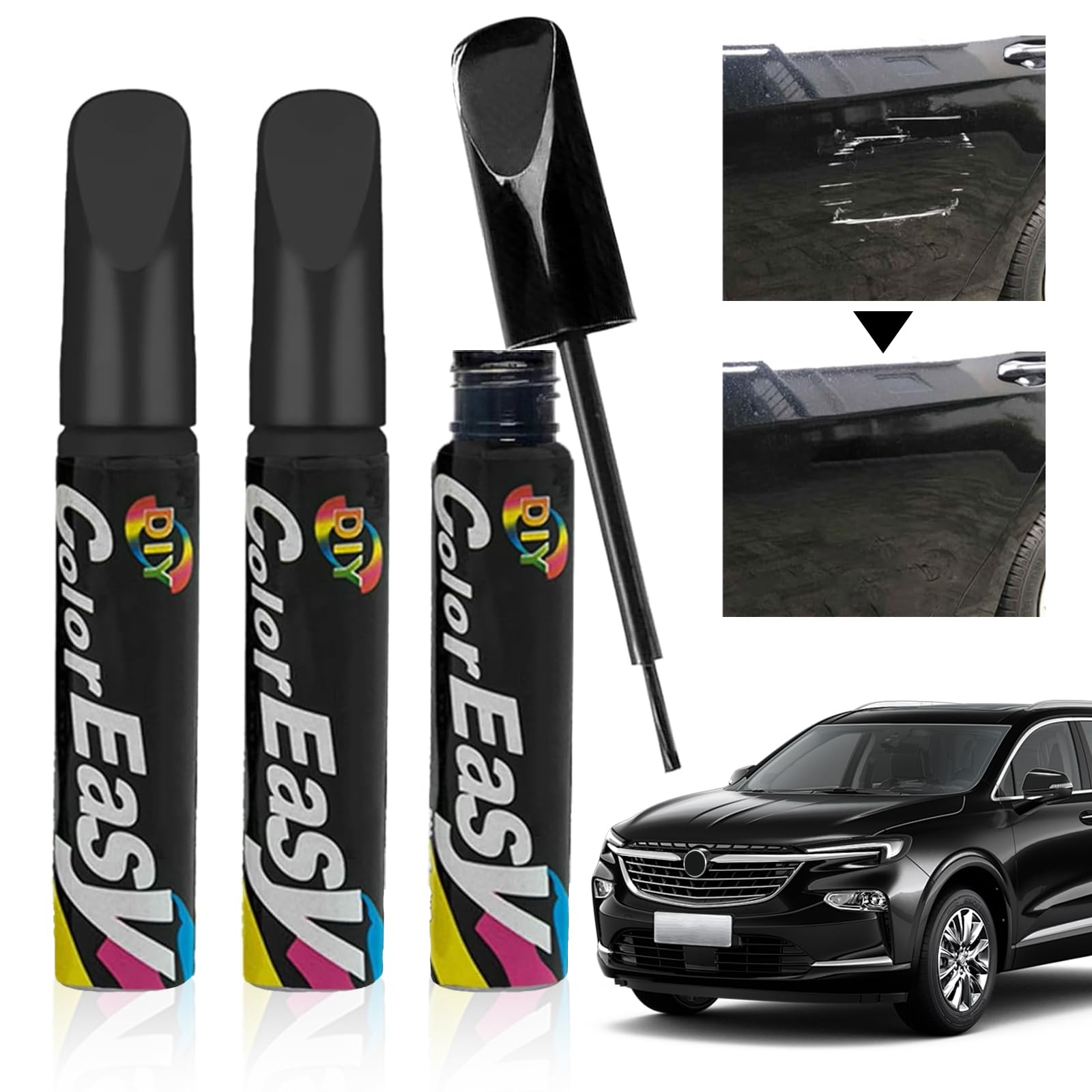 3 Stück Lackstift Schwarz Glänzend 12ml Lackstift Schwarz Matt Schwarz Lackstift Auto, Autowartungswerkzeuge für Die Reparatur und Reparatur von Kratzern Verhindern Sie, DASS das Auto Rostet von Laralily