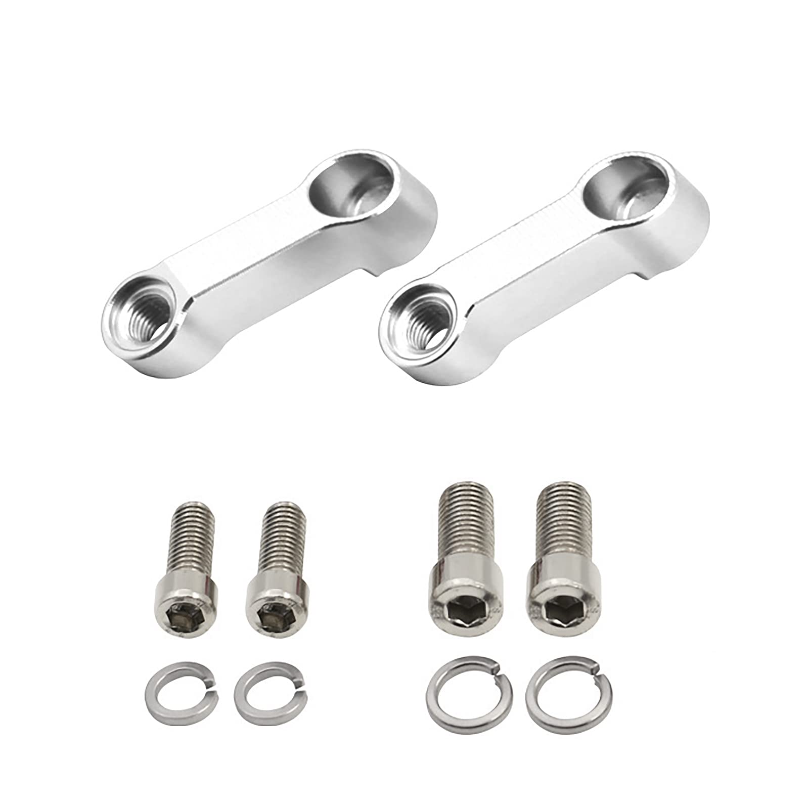 Larcele spiegelverlängerung motorrad, 10 mm 8mm Motorrad Rückspiegel Halterung für Motorrad-Rückspiegel, Halterung für Erhöhung des Rückspiegels MT/YSZ-01 MEHRWEG (Silber) von Larcele