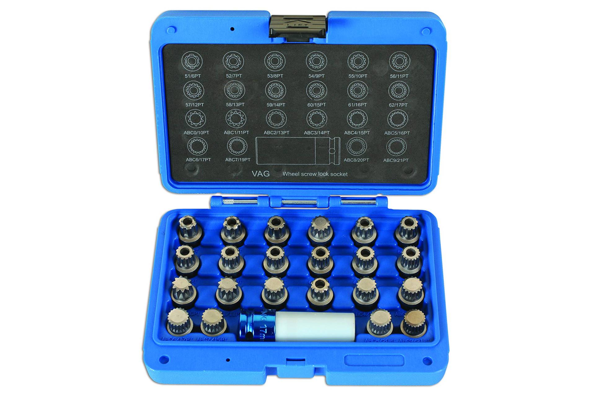 Laser 6275 Locking Wheel Nut Key Set 23pc - for VAG von Laser