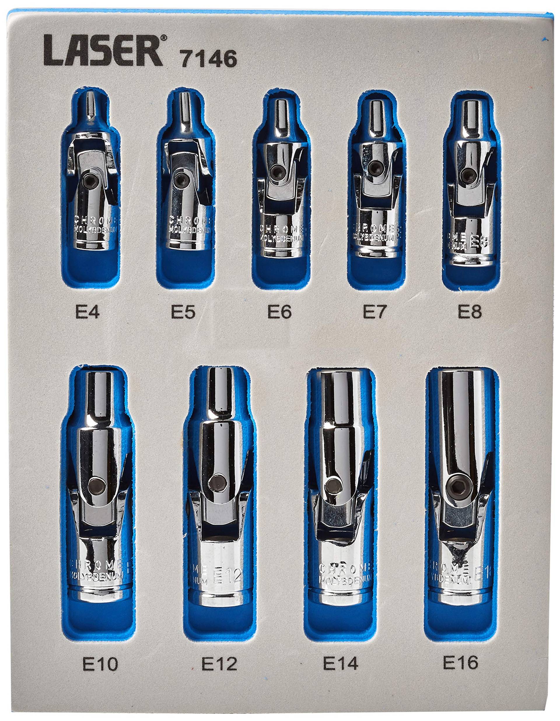 Laser 7146 Universal Joint Star Socket Set 1/4"D, 3/8"D 9pc von Laser