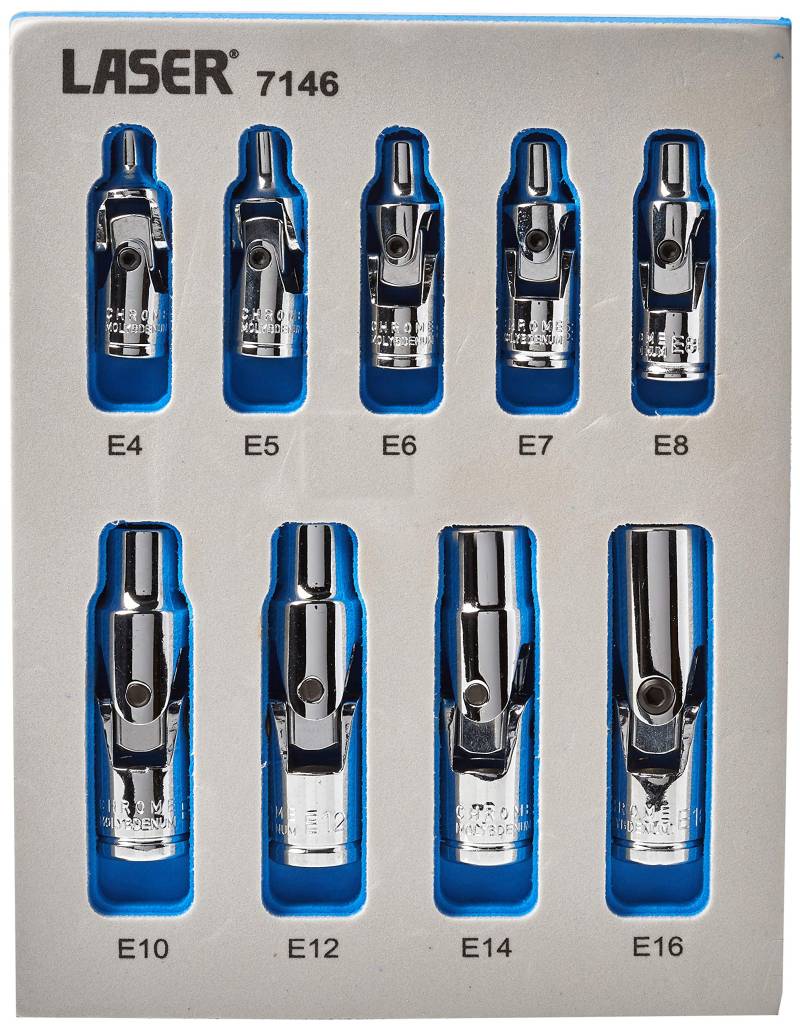 Laser 7146 Universal Joint Star Socket Set 1/4"D, 3/8"D 9pc von Laser