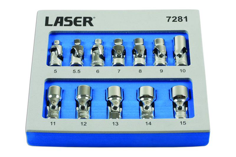 Laser 7281 Universal Joint Socket Set 1/4" D 12Pc von Laser